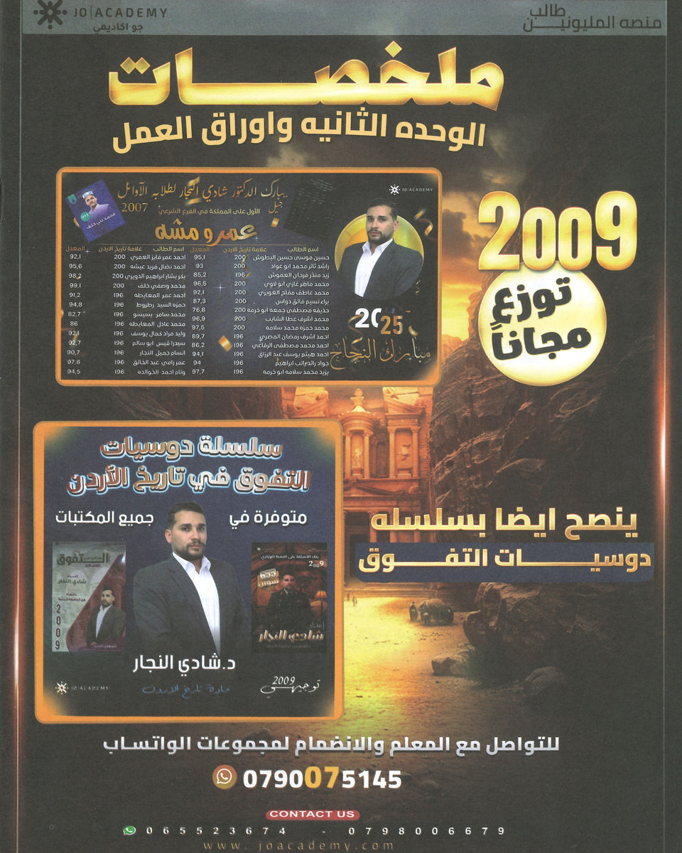 دوسية التفوق في تاريخ الأردن ملخصات الوحدة الثانية أ.شادي النجار 2009