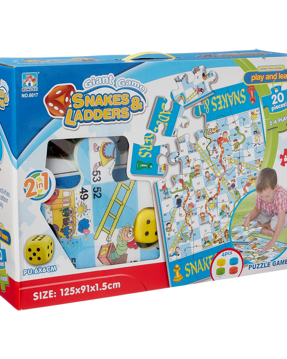 لعبة السلم والحيه مع قطع البازل الأرضي