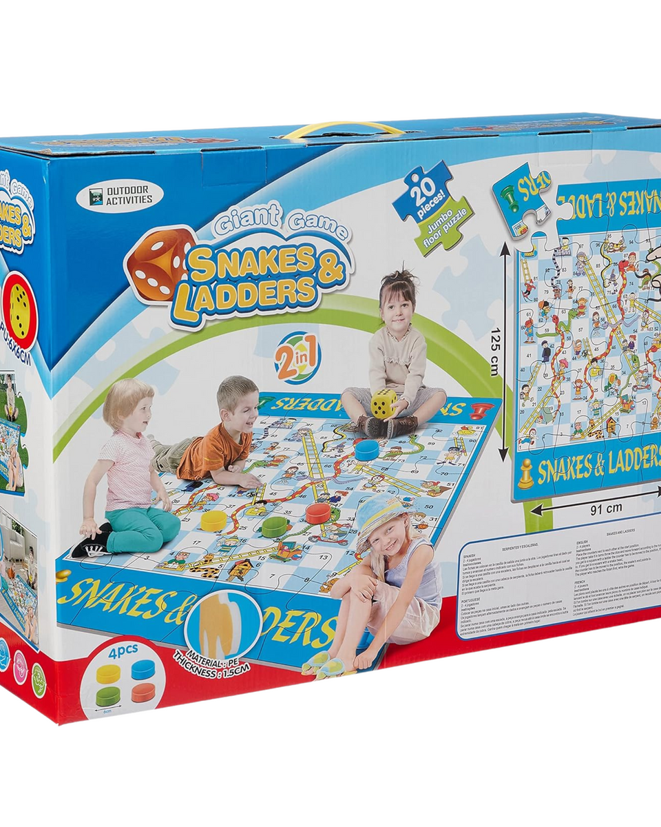 لعبة السلم والحيه مع قطع البازل الأرضي