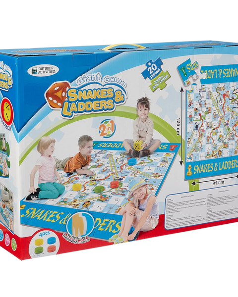 لعبة السلم والحيه مع قطع البازل الأرضي