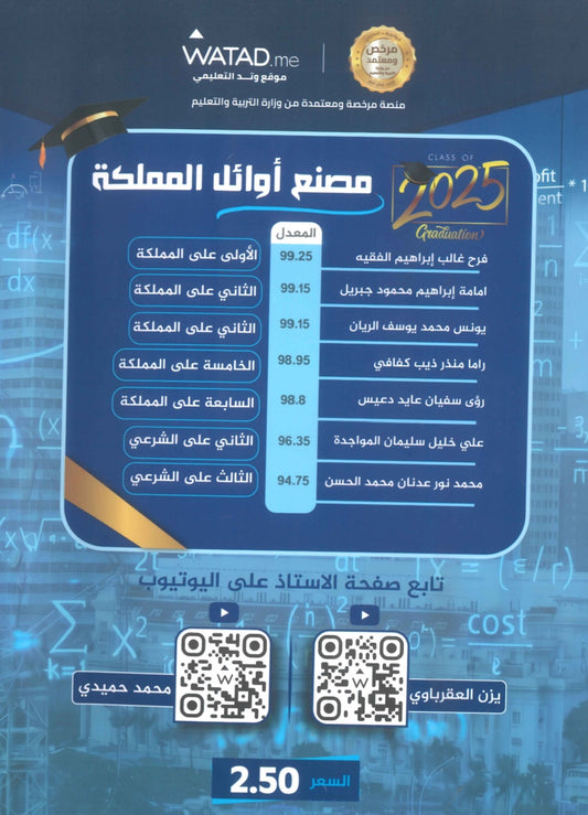 دوسية وبنك أسئلة الممتاز في الرياضيات أ.يزن العقرباوي أ.محمد حميدي الوحدة الأولى 2010