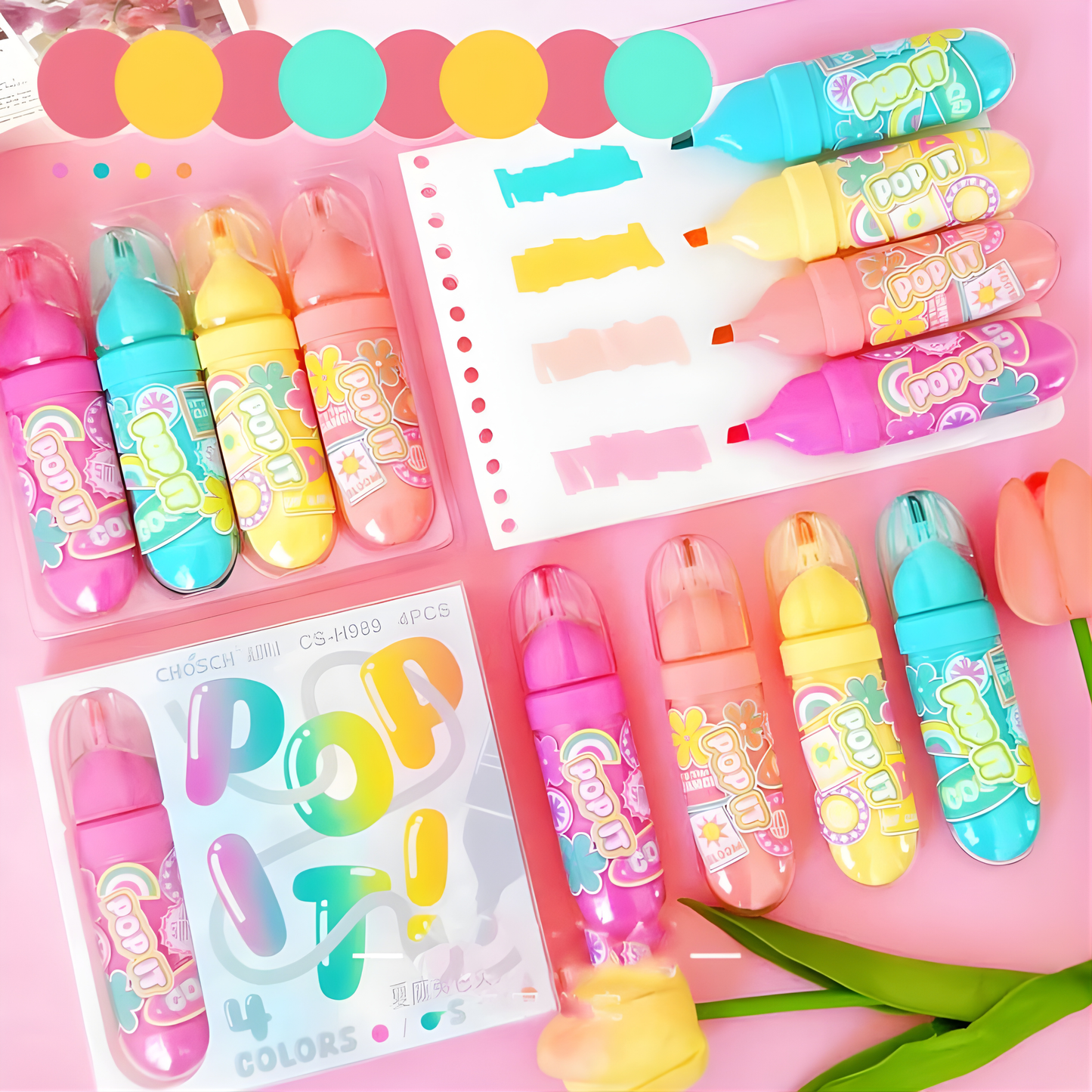 أقلام تحديد عدد 4 pop it !