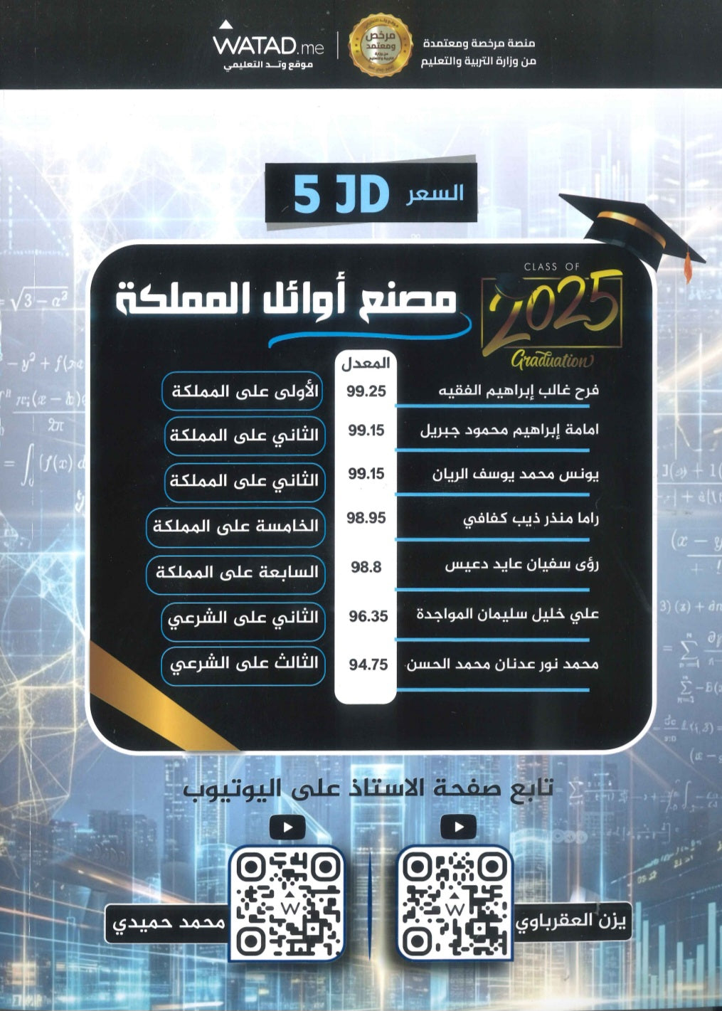 دوسية الممتاز في الرياضيات الأعمال أ.يزن العقرباوي أ.محمد حميدي الفصل الأول  2009
