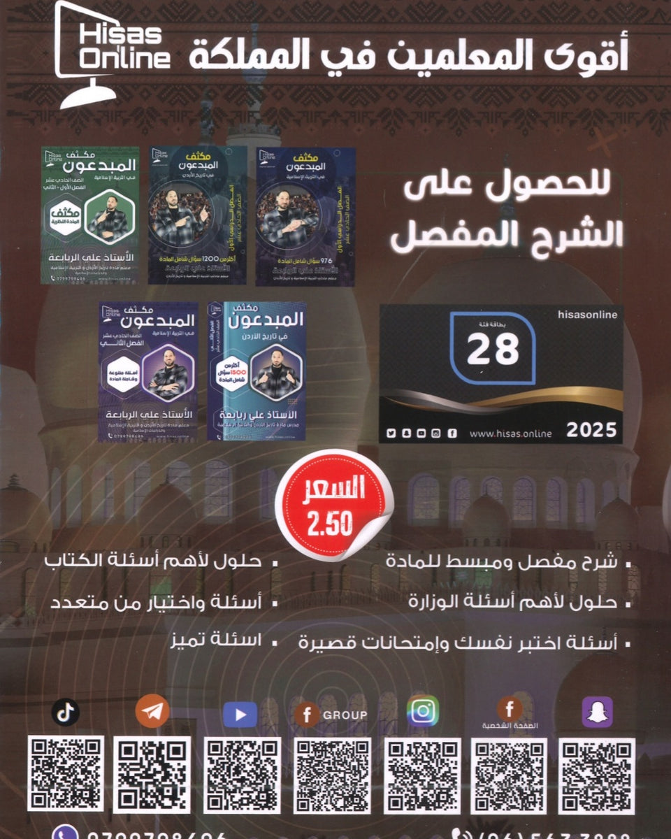 مكثف المادة النظرية المبدعون في تاريخ الأردن أ. علي الربابعة الفصلين 2008