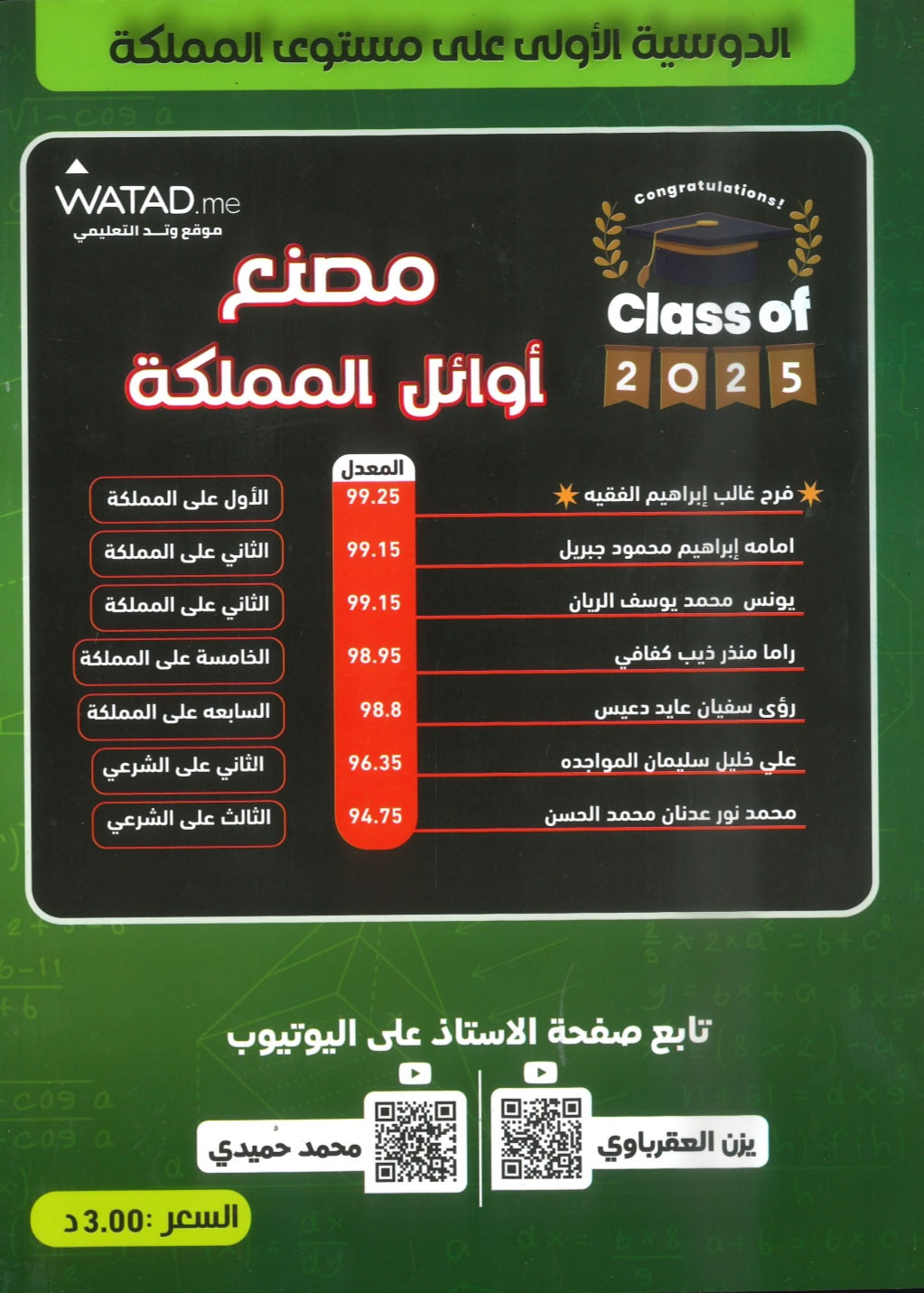 دوسية الممتاز في الرياضيات الأعمال أ.يزن العقرباوي أ.محمد حميدي الوحدة الثانية والثالثة 2008